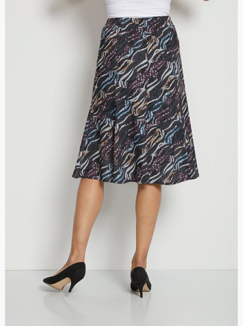 Falda midi evasé de punto estampado - Kiabi