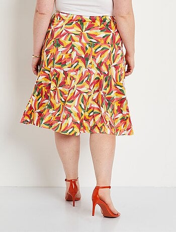 Falda midi evasé estampada - Afibel