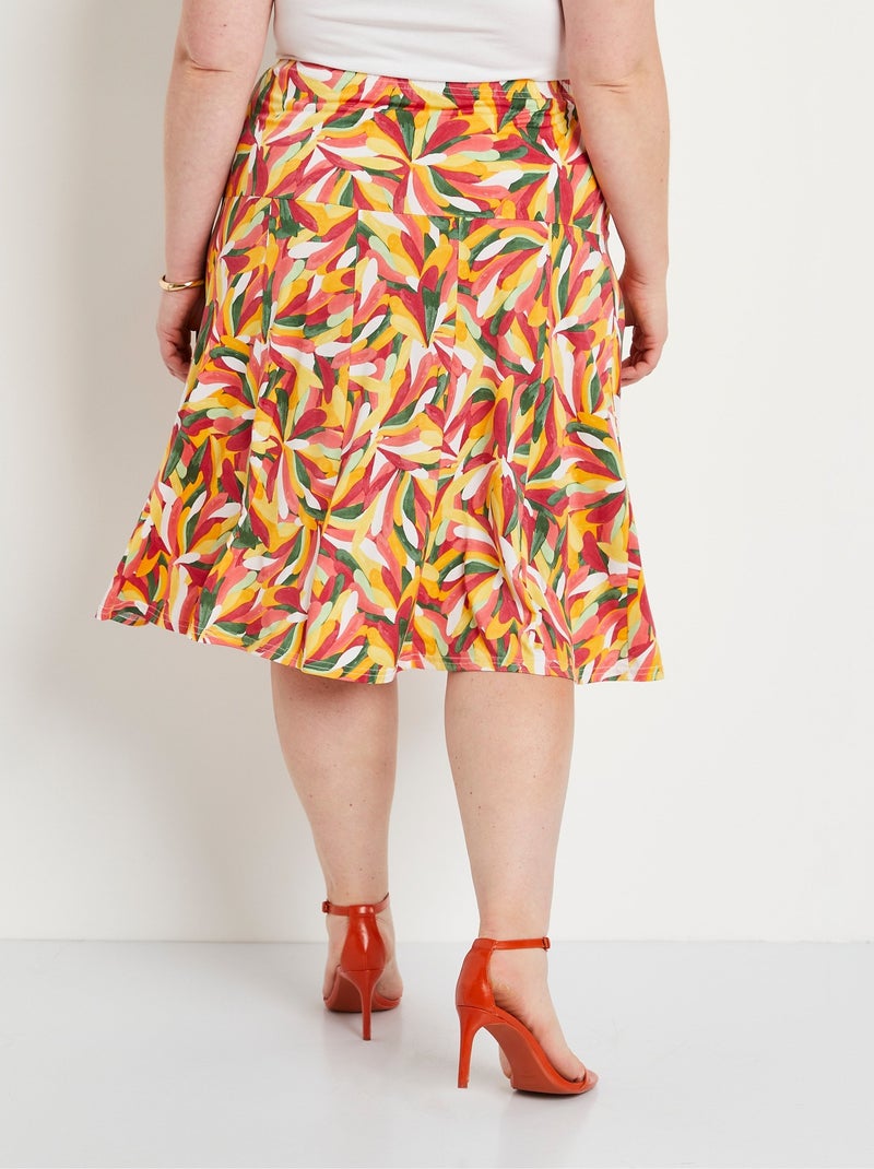 Falda midi evasé estampada - Afibel Rojo - Kiabi