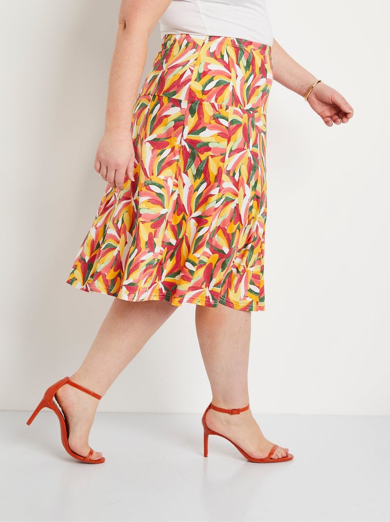 Falda midi evasé estampada - Afibel Rojo - Kiabi