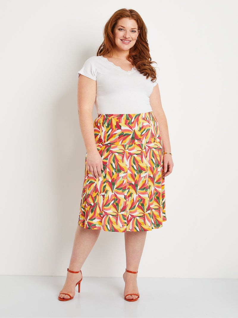 Falda midi evasé estampada - Afibel Rojo - Kiabi