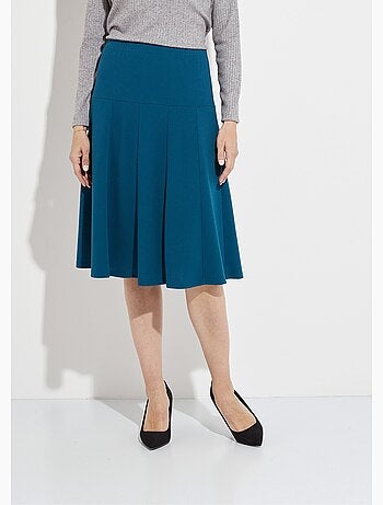 Falda midi evasé lisa con cintura elástica - Afibel