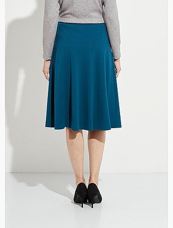 Falda midi evasé lisa con cintura elástica - Afibel
