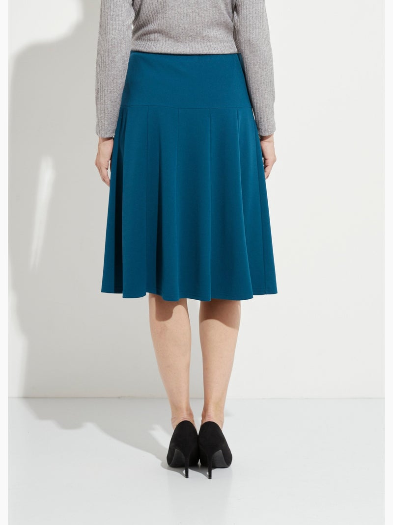 Falda midi evasé lisa con cintura elástica - Afibel Azul petróleo - Kiabi