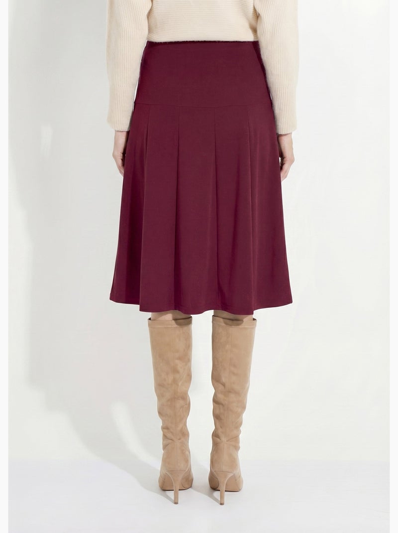 Falda midi evasé lisa con cintura elástica - afibel Burdeos - Kiabi