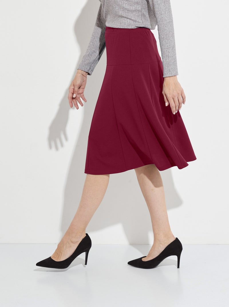 Falda midi evasé lisa con cintura elástica - afibel Burdeos - Kiabi
