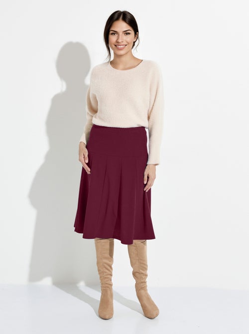 Falda midi evasé lisa con cintura elástica - Kiabi