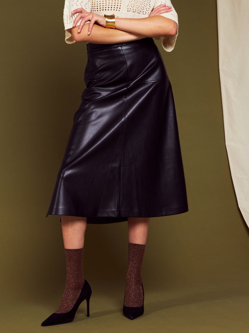 Falda midi evasé negro - Kiabi