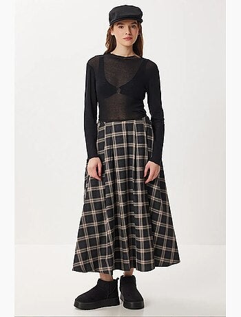 Falda midi evasé plisada de cuadros istanbul