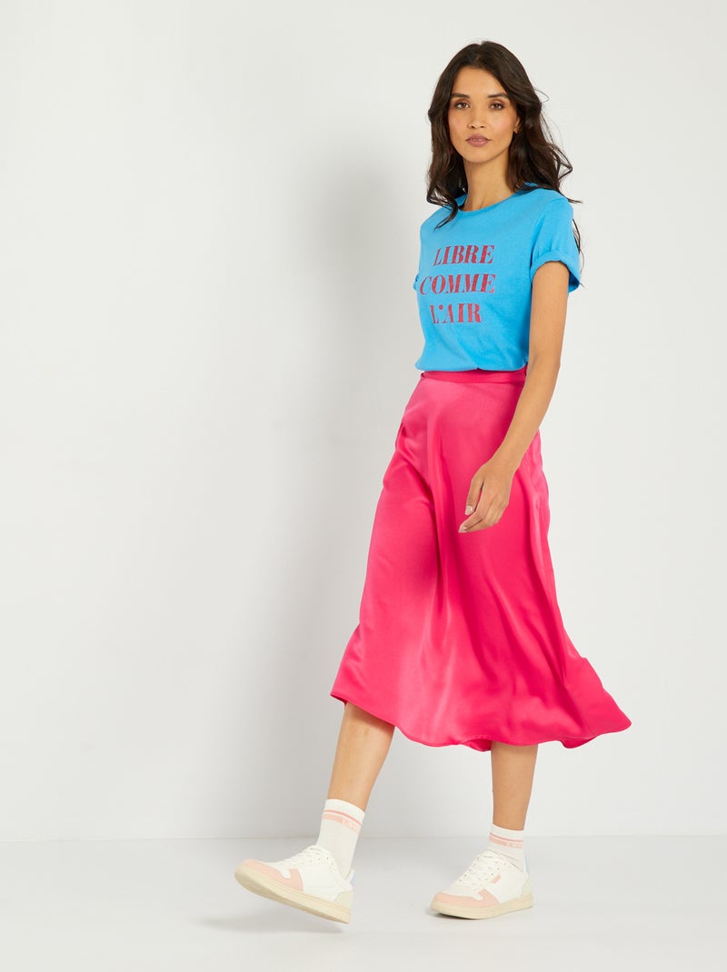 Falda midi evasé satinada ROSA - Kiabi