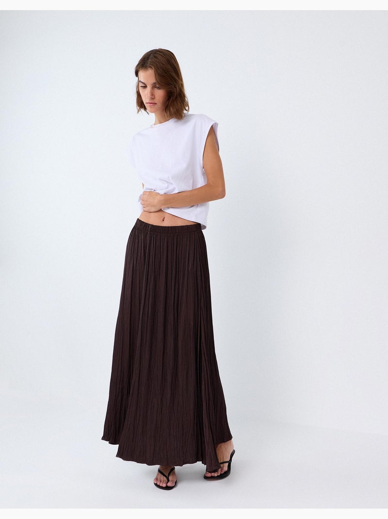 Falda midi fluida, mo fashion Marrón - Kiabi