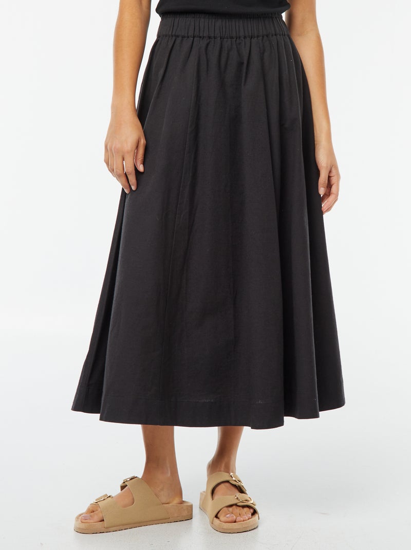 Falda midi forma evasé negro - Kiabi