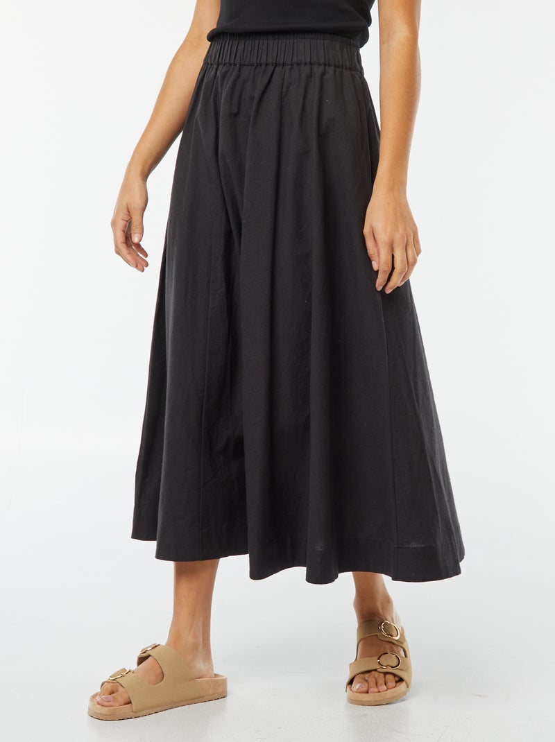 Falda midi forma evasé negro - Kiabi