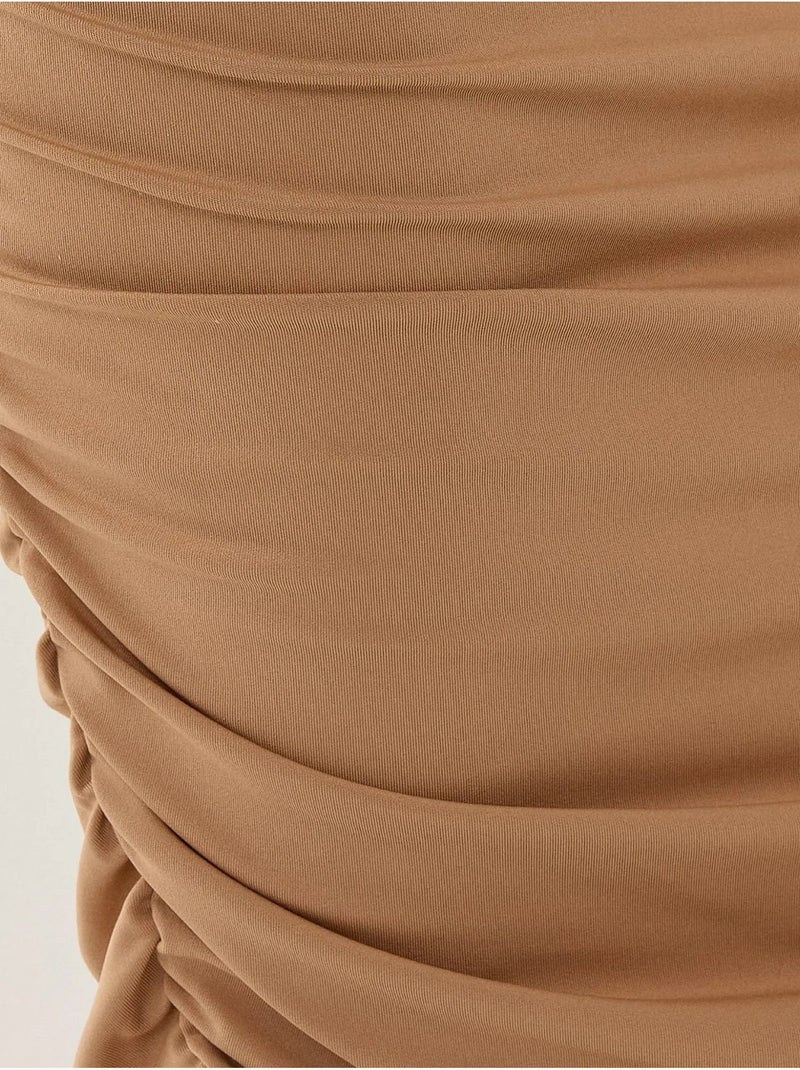 Falda midi fruncida Beige natural - Kiabi