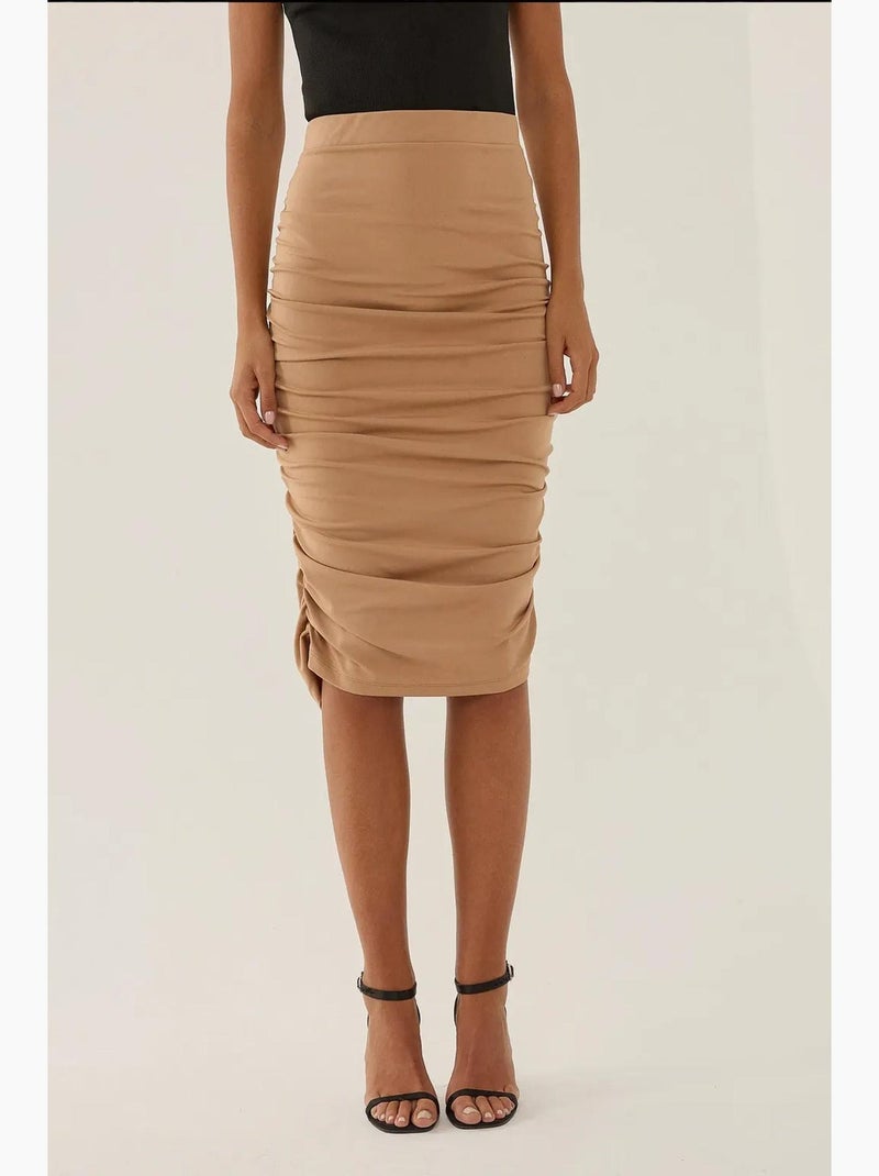 Falda midi fruncida hiccup Beige natural - Kiabi