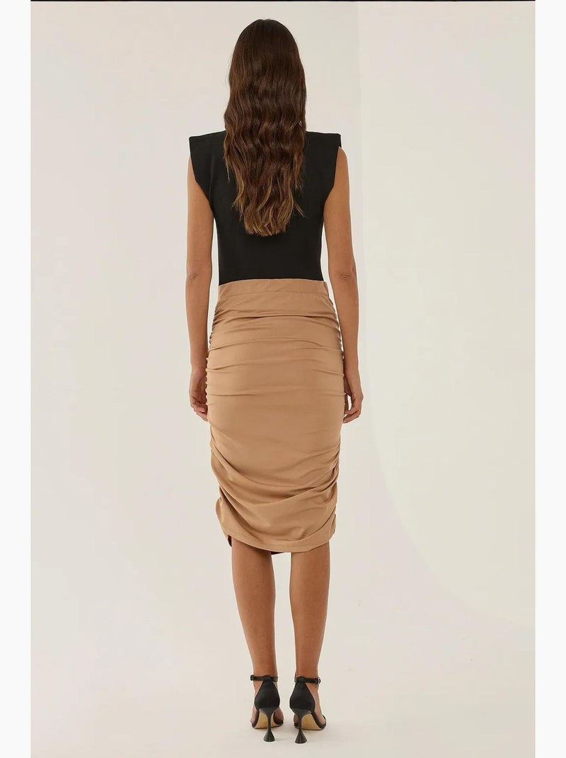 Falda midi fruncida hiccup Beige natural - Kiabi