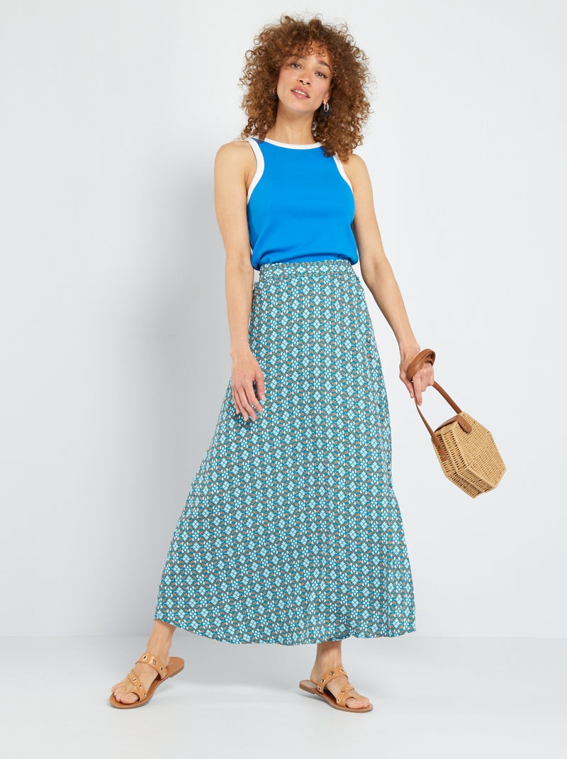 Falda midi georgette AZUL - Kiabi