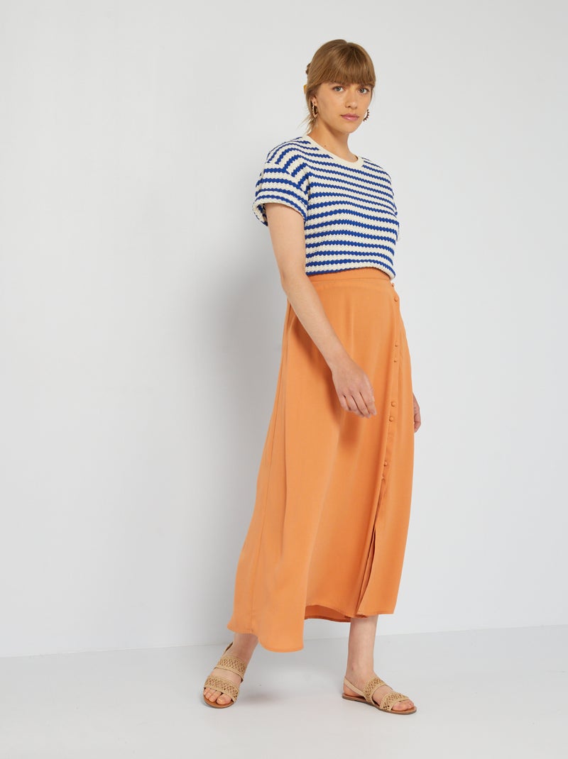 Falda midi georgette MARRON - Kiabi