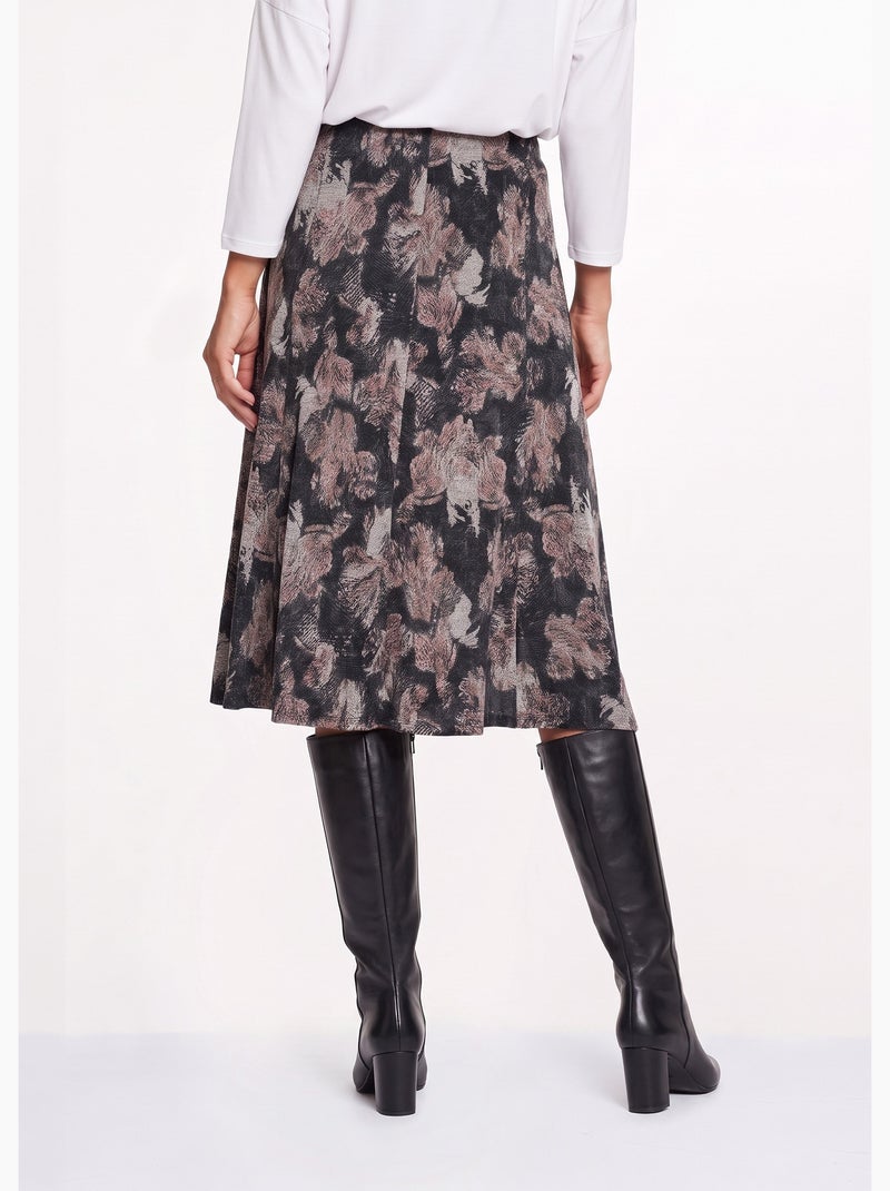 Falda midi holgada de punto estampada - afibel Gris - Kiabi