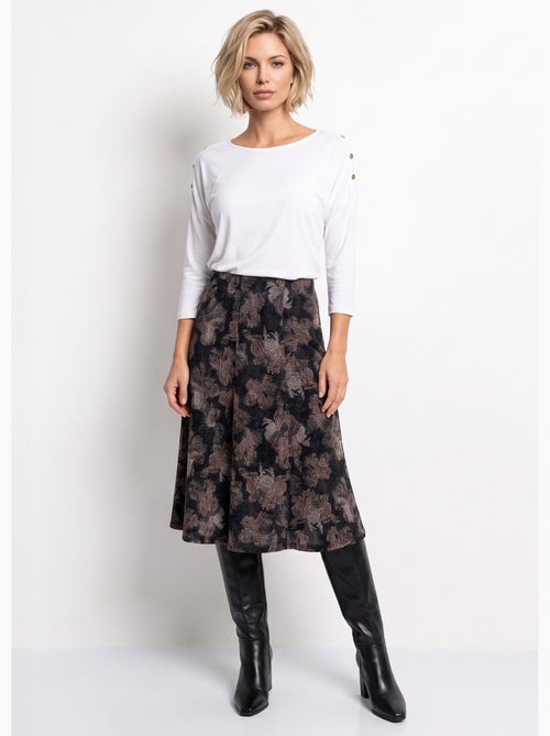 Falda midi holgada de punto estampada - afibel - Kiabi
