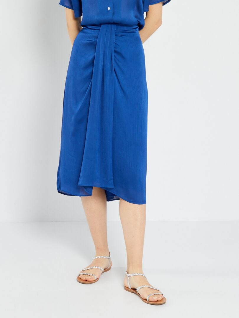 Falda midi lisa azul oscuro - Kiabi