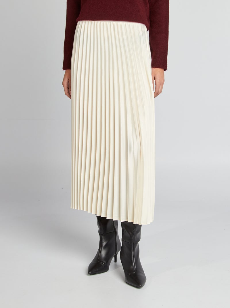 Falda midi plisada beige - Kiabi