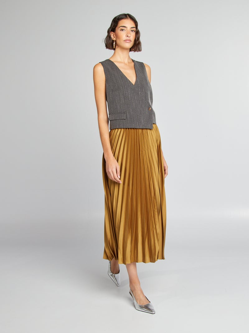 Falda midi plisada Ocre - Kiabi