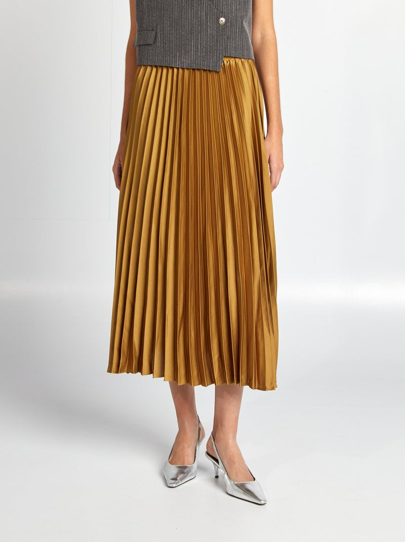 Falda midi plisada Ocre - Kiabi
