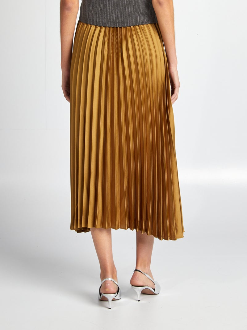 Falda midi plisada Ocre - Kiabi