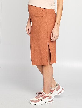 Falda midi premamá de punto gofrado