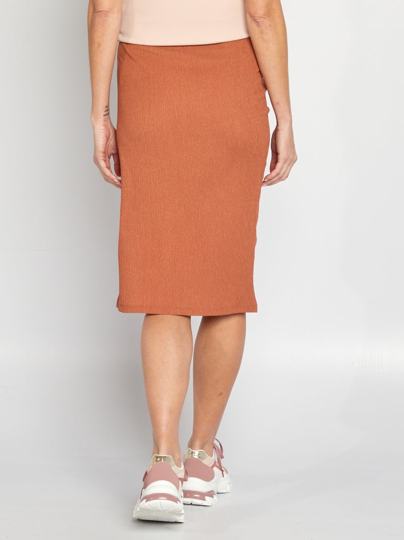 Falda midi premamá de punto gofrado MARRON - Kiabi