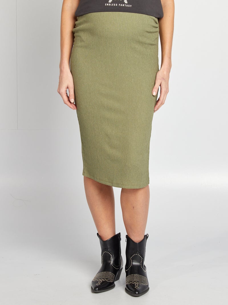 Falda midi premamá de punto gofrado VERDE - Kiabi