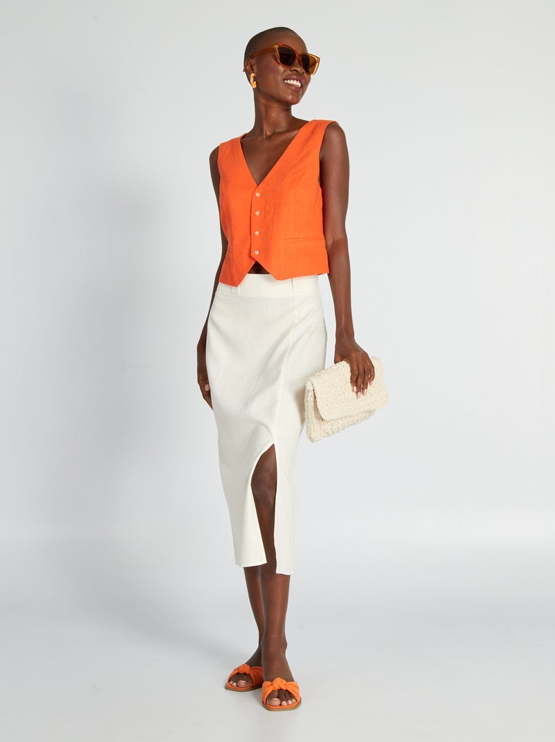 Falda midi recta BLANCO - Kiabi