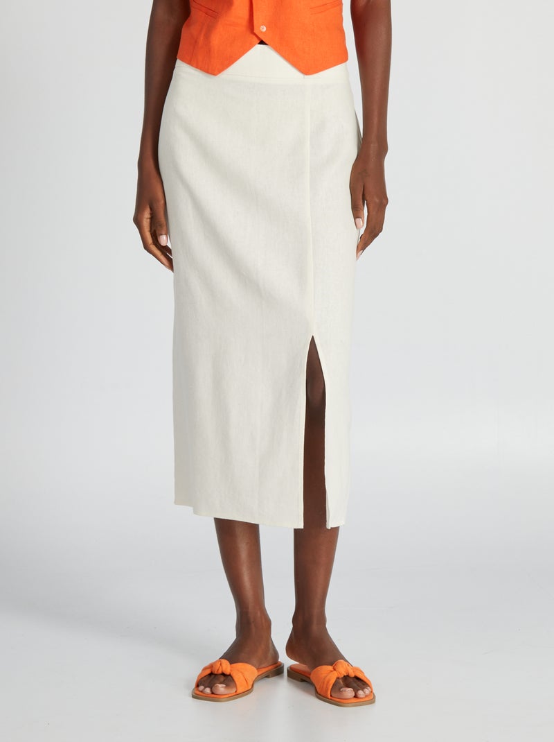 Falda midi recta BLANCO - Kiabi