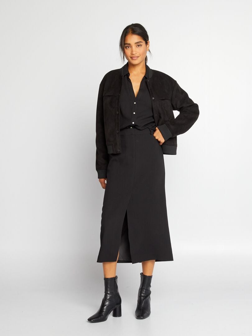 Falda midi recta negro - Kiabi