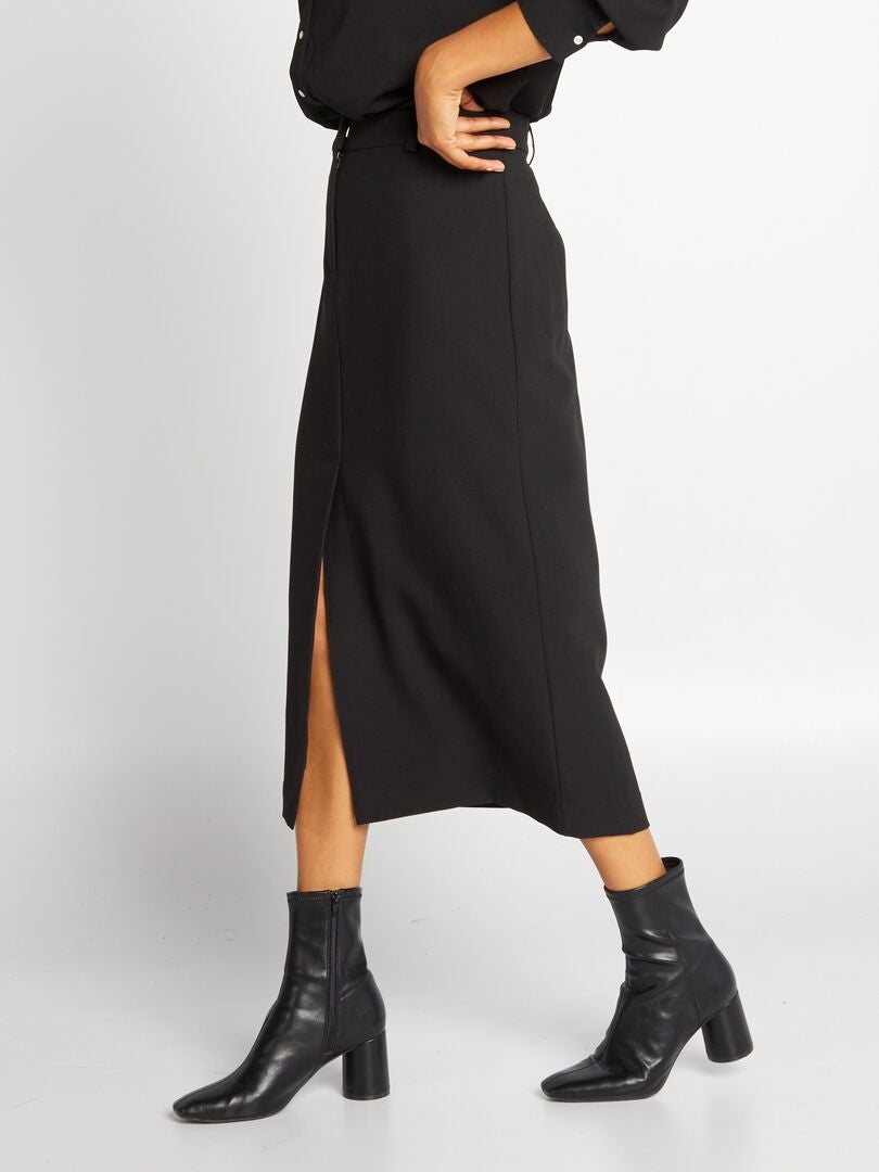 Falda midi recta negro - Kiabi