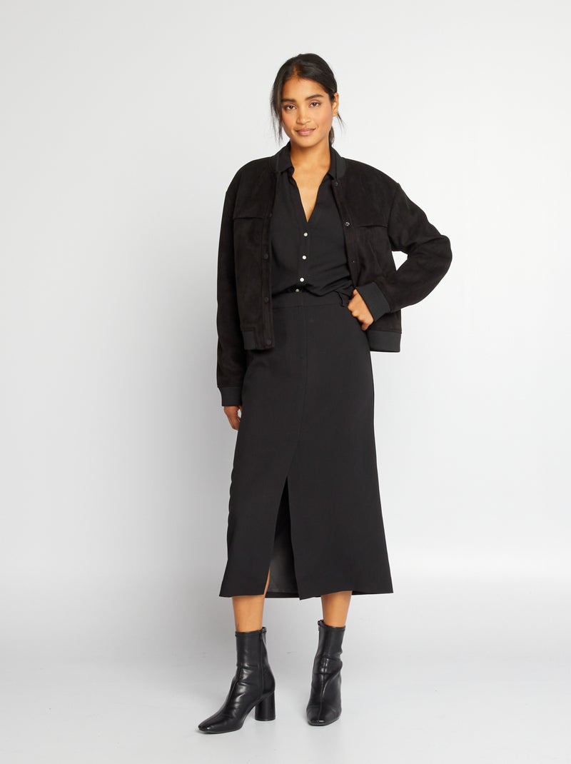 Falda midi recta negro - Kiabi