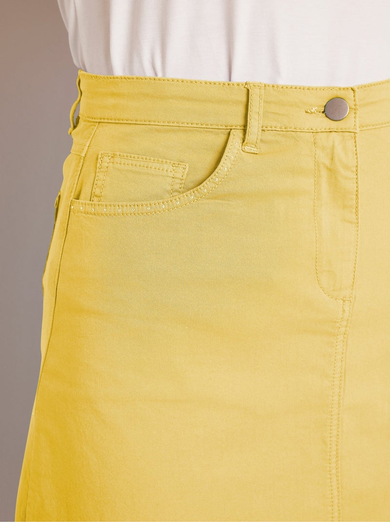 Falda midi trapecio con 5 bolsillos - Afibel Amarillo - Kiabi