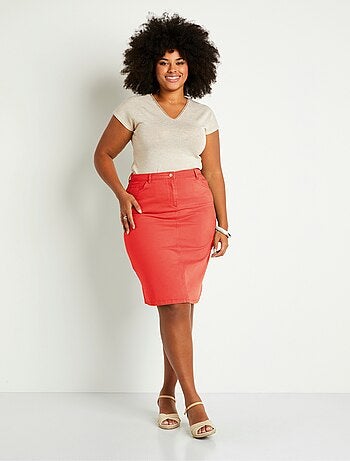 Falda midi trapecio con 5 bolsillos