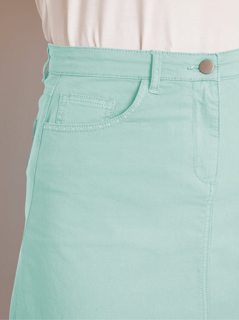 Falda midi trapecio con 5 bolsillos - Afibel Verde agua - Kiabi