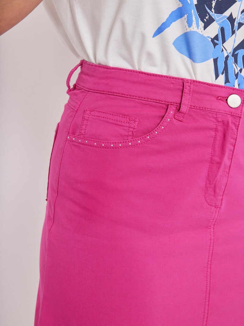 Falda midi trapecio con 5 bolsillos Rosa fucsia - Kiabi