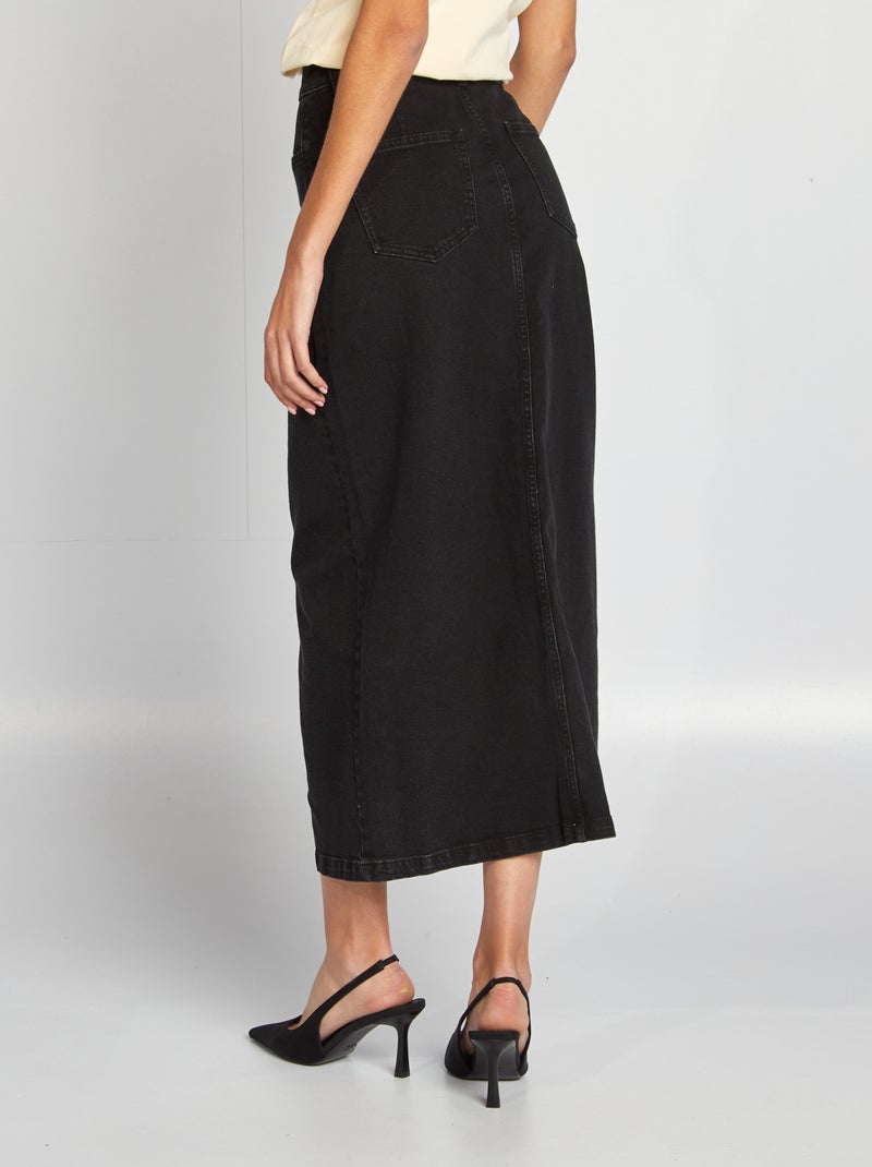Falda midi vaquera con cierre de botones GRIS - Kiabi