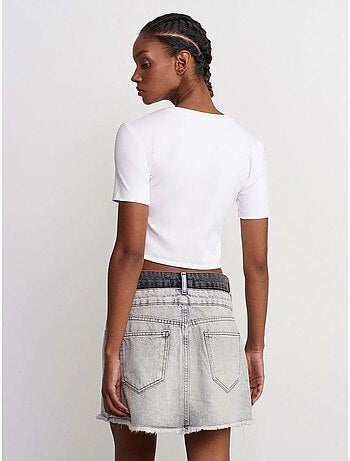 Falda mini vaquera de tiro medio para mujer dilvin