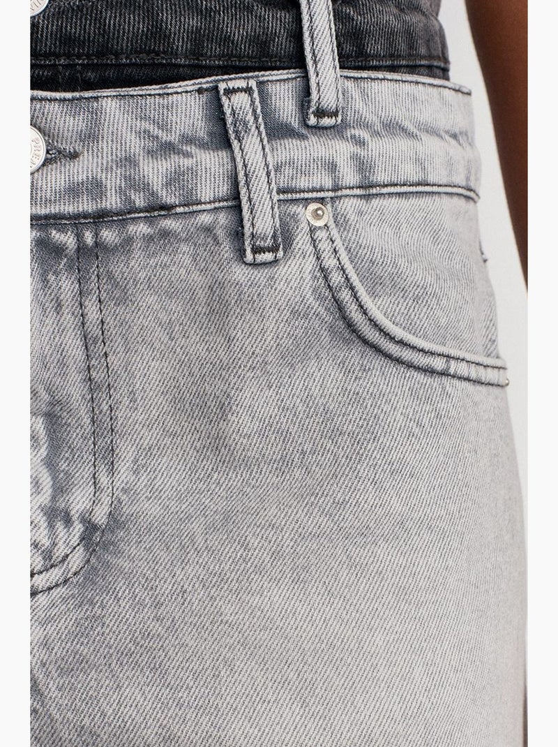 Falda mini vaquera de tiro medio para mujer dilvin Gris claro - Kiabi