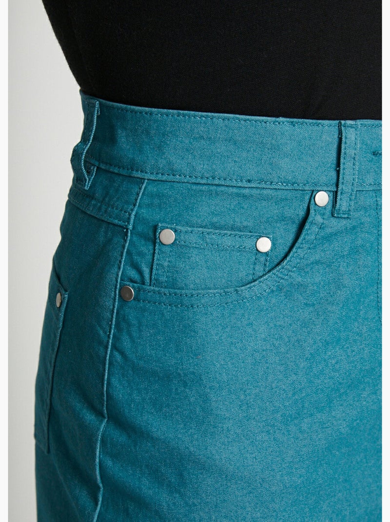 Falda MORPHOSTYLE en denim elástico de color - Afibel Verde - Kiabi