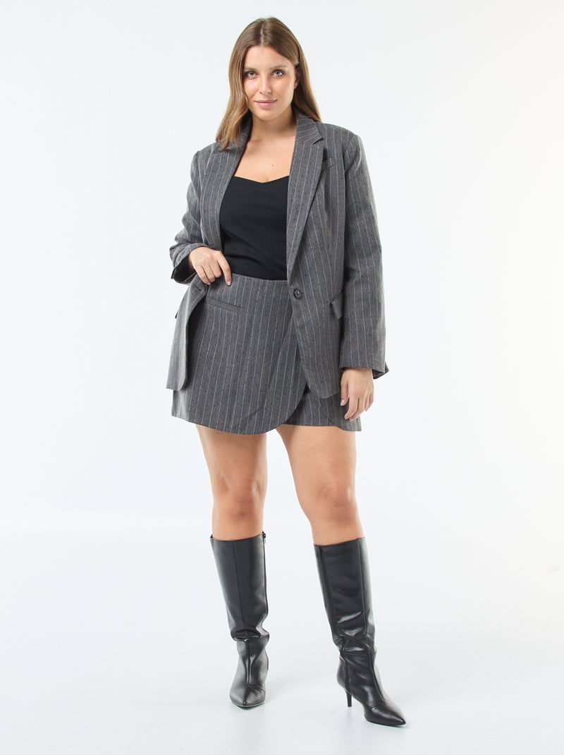 Falda pantalón a rayas y strass integral Gris - Kiabi