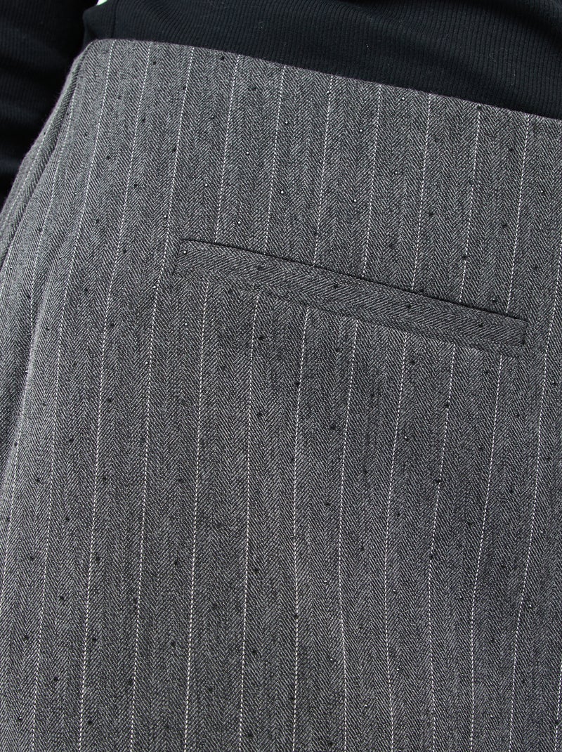 Falda pantalón a rayas y strass integral Gris - Kiabi