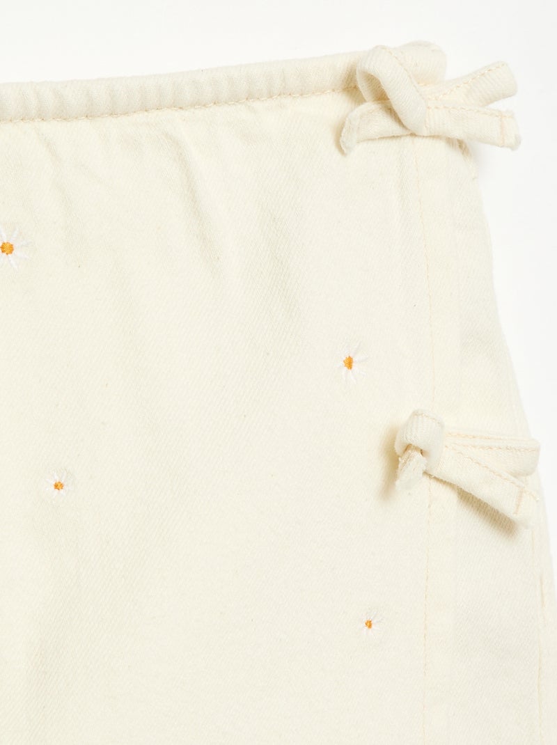 Falda-pantalón con motivos bordados por toda la prenda Beige - Kiabi