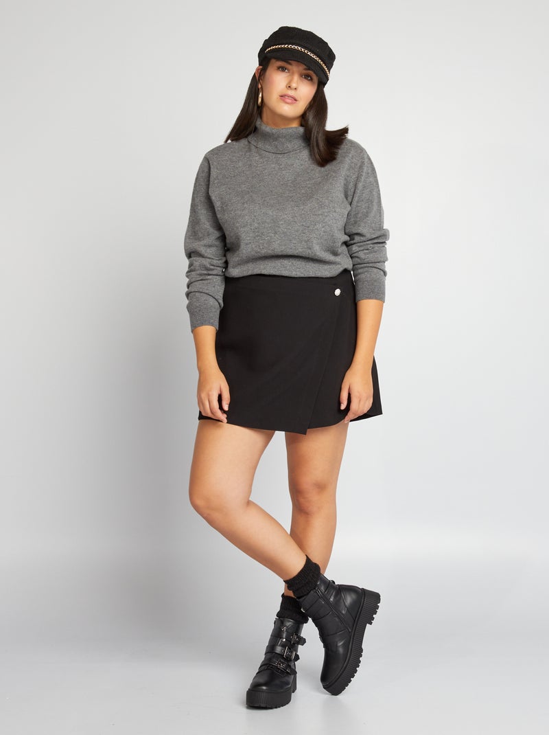Falda pantalón con pedrería de fantasía NEGRO - Kiabi