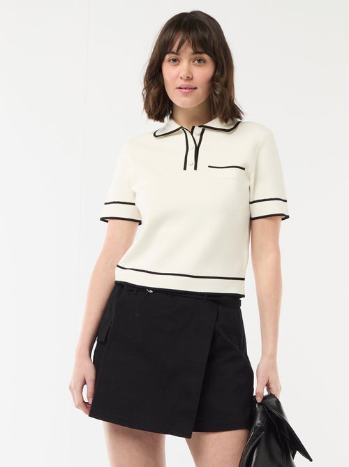 Falda pantalón corta con cinturón - Kiabi